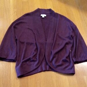 Loft Ann Taylor Rabbit Hair Blend Open Front Purple Cardigan Medium